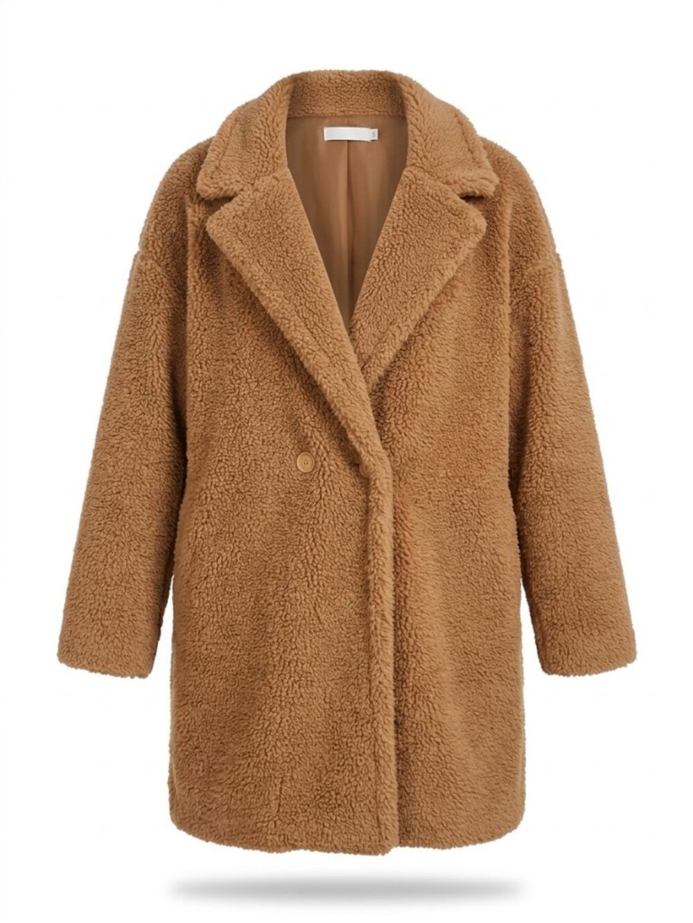 Brown Soft Faux Sherpa Teddy Coat, JustFab Size L